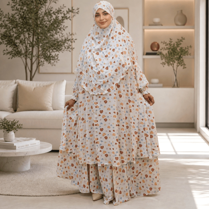 Cherry Georgette Fabric Khimar Skart Set CG135